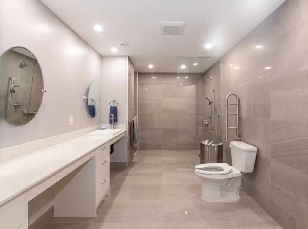 accessible bathroom with walk-in shower