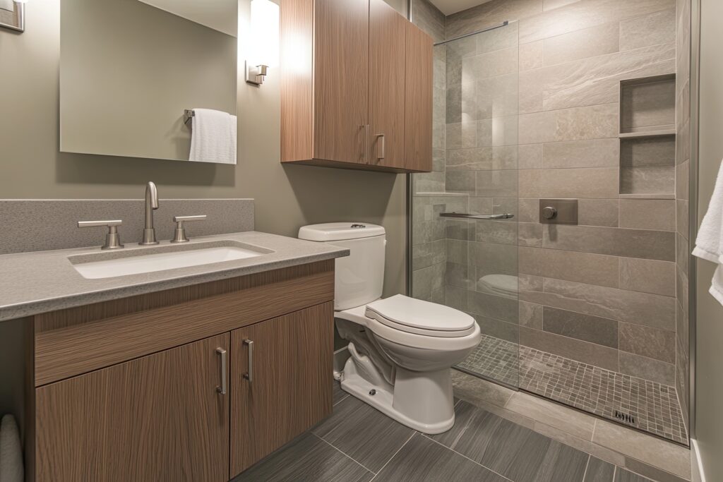 walk-in shower in modern bathroom