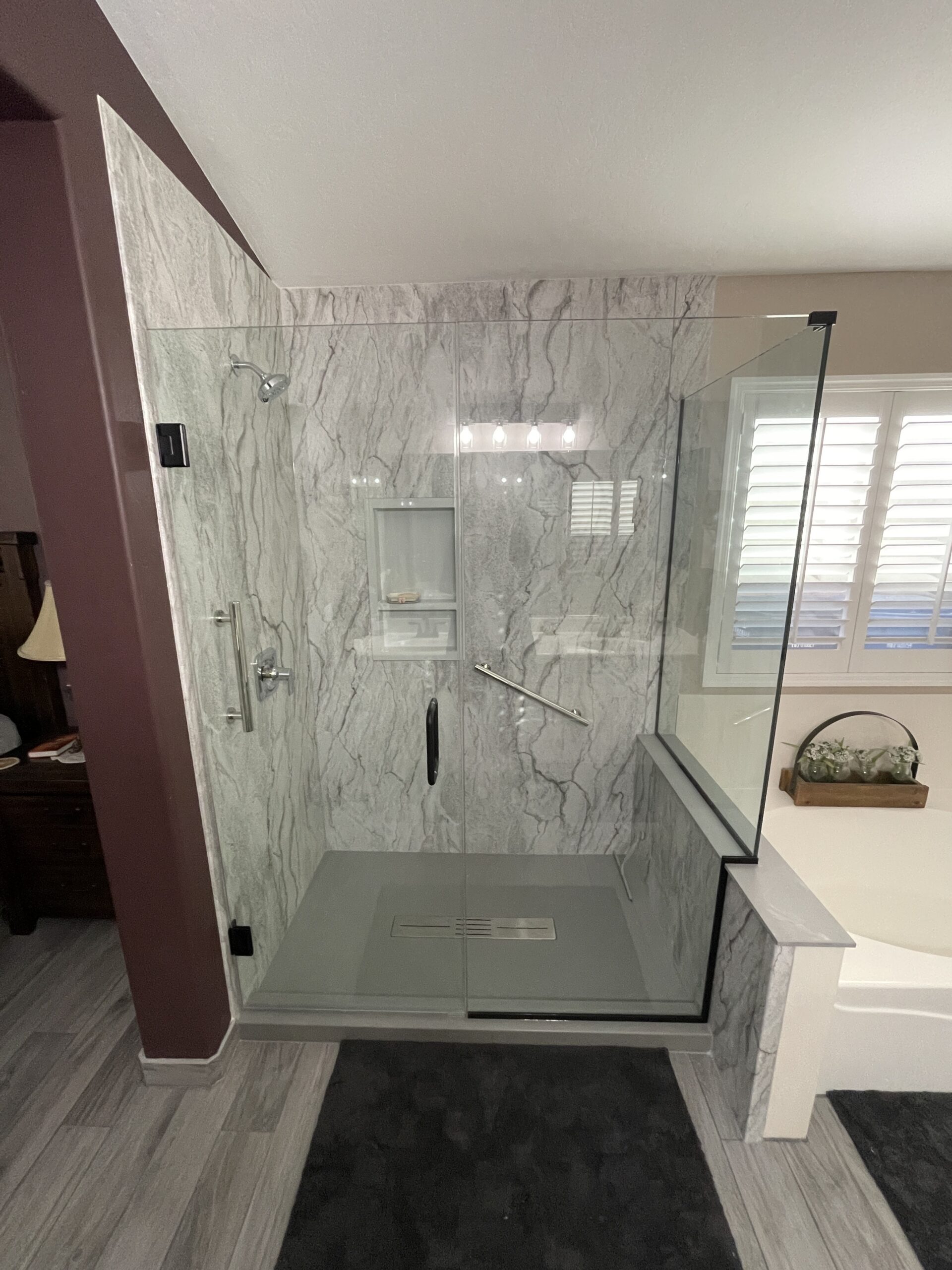 newly remodeled master bathroom and shower