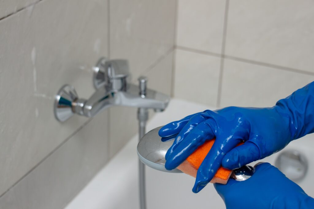 cleaning shower fixtures